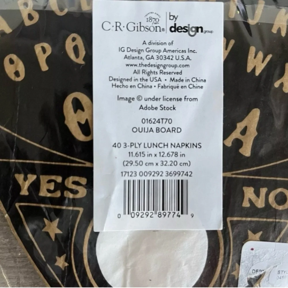 Ouija Board Lunch Napkins 40 Pack 3 Ply CR Gibson NEW